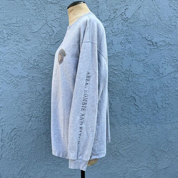 Vintage 90s Abercrombie Long Sleeve Tee Spell Out Mens Large 90s T shirt - Picture 4 of 8
